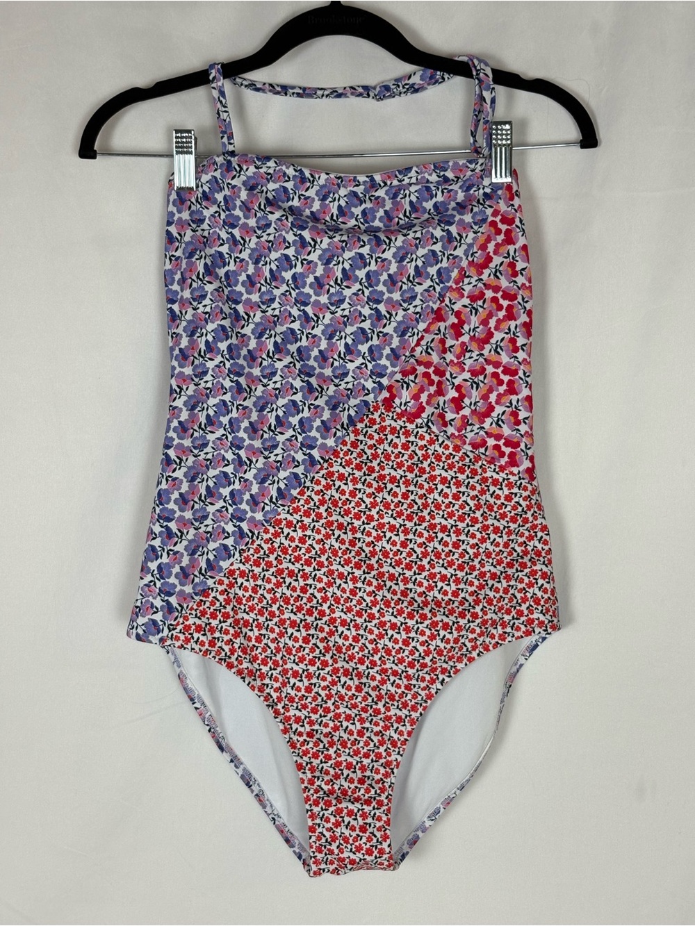 Jessica Simpson Floral Patchwork One-Piece Swimsuit in Purple and Red